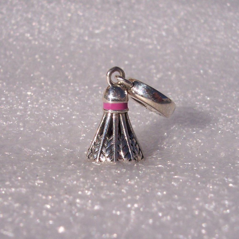 Retired - PANDORA Charm, Badminton Birdie, Pink Enamel